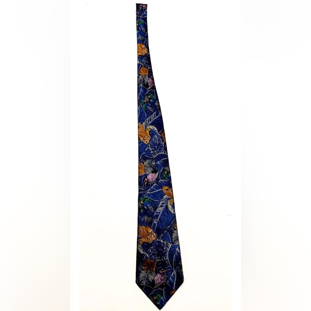 Hugo Boss Men's Tie Necktie 100% Silk Made in Italy Designer / Parrots / Birds - Picture 7 of 11